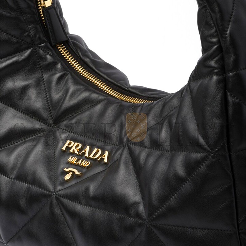 Pra*a large topstitched nappa-leather bag 1bc183 (40*27*11.5cm)